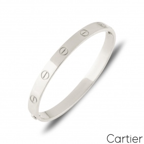 Cartier White Gold Plain Love Bracelet Size 19 B6035419
